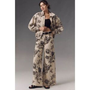 Anthropologie Leon Double Hem High-Rise Wide-Leg Cuffed Jeans by Pilcro